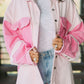 Two-tone Color Exposed Seam Corduroy Shacket