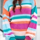 Striped Round Neck Drop Shoulder Sweater