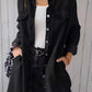 Full Size Raw Hem Button Up Long Sleeve Denim Top Plus Size