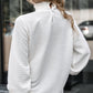 Smocked Frill Mock Neck Long Sleeve Blouse