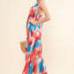 And the Why Printed Blue Multi Crisscross Back Cami Dress