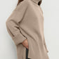 Side Slit Turtleneck Drop Shoulder Sweater