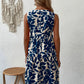 Printed Notched Sleeveless Mini Dress