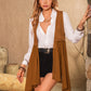 Ruched Open Front Vest Coat