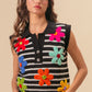 BiBi Flower Patch Striped Half Button Sweater Vest - Brand BiBi