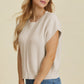Double Take Full Size Cable-Knit Round Neck Short Sleeve Sweater