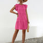 Ruffled Round Neck Cap Sleeve Mini Dress
