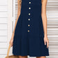Decorative Button Scoop Neck Sleeveless Tiered Dress