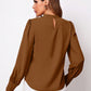 Ruched Mock Neck Long Sleeve Blouse