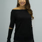 Full Size Off-Shoulder Cutout Fringe Hem Top