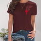 Heart Round Neck Short Sleeve T-Shirt