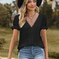 Lace Detail V-Neck Flounce Sleeve Blouse