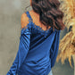 Lace Detail Cold Shoulder Long Sleeve T-Shirt