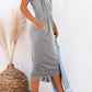 Pocketed Round Neck Cap Sleeve Dress
