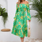 Full Size Printed Long Sleeve Midi Dress