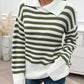Striped Collared Neck Long Sleeve Sweater