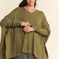 Davi & Dani High-Low Side Slit Batwing Sleeve Top