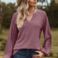 Eyelet Notched Raglan Sleeve T-Shirt