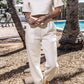 Round Neck Short Sleeve Top and Elastic Waist Pants Set