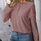 Eyelet Round Neck Long Sleeve Top