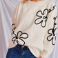 Flower Round Neck Long Sleeve Sweater
