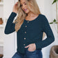 Button Up Round Neck Long Sleeve Cardigan
