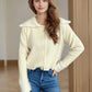Zip Up Collared Neck Long Sleeve Cardigan