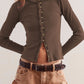 Ribbed Round Neck Long Sleeve Top