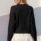 Double Take Full Size Bow Cable-Knit Round Neck Sweater