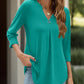 Notched Three-Quarter Sleeve T-Shirt