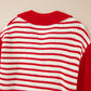 Striped Johnny Collar Long Sleeve Sweater