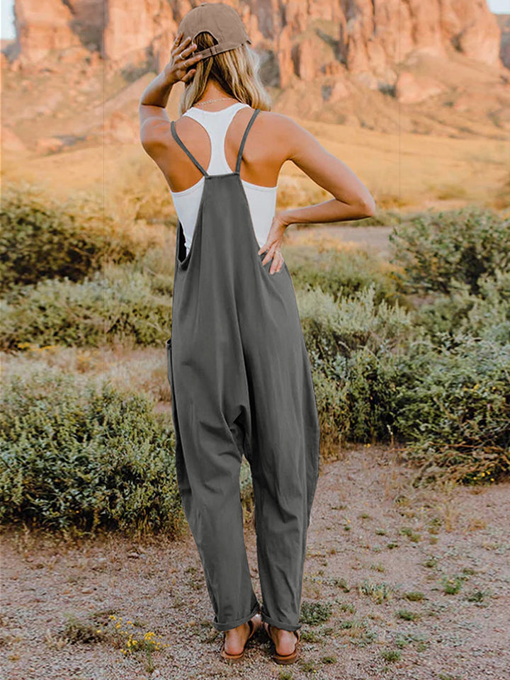 Double Take Full Size Sleeveless V-Neck Pocketed Jumpsuit *