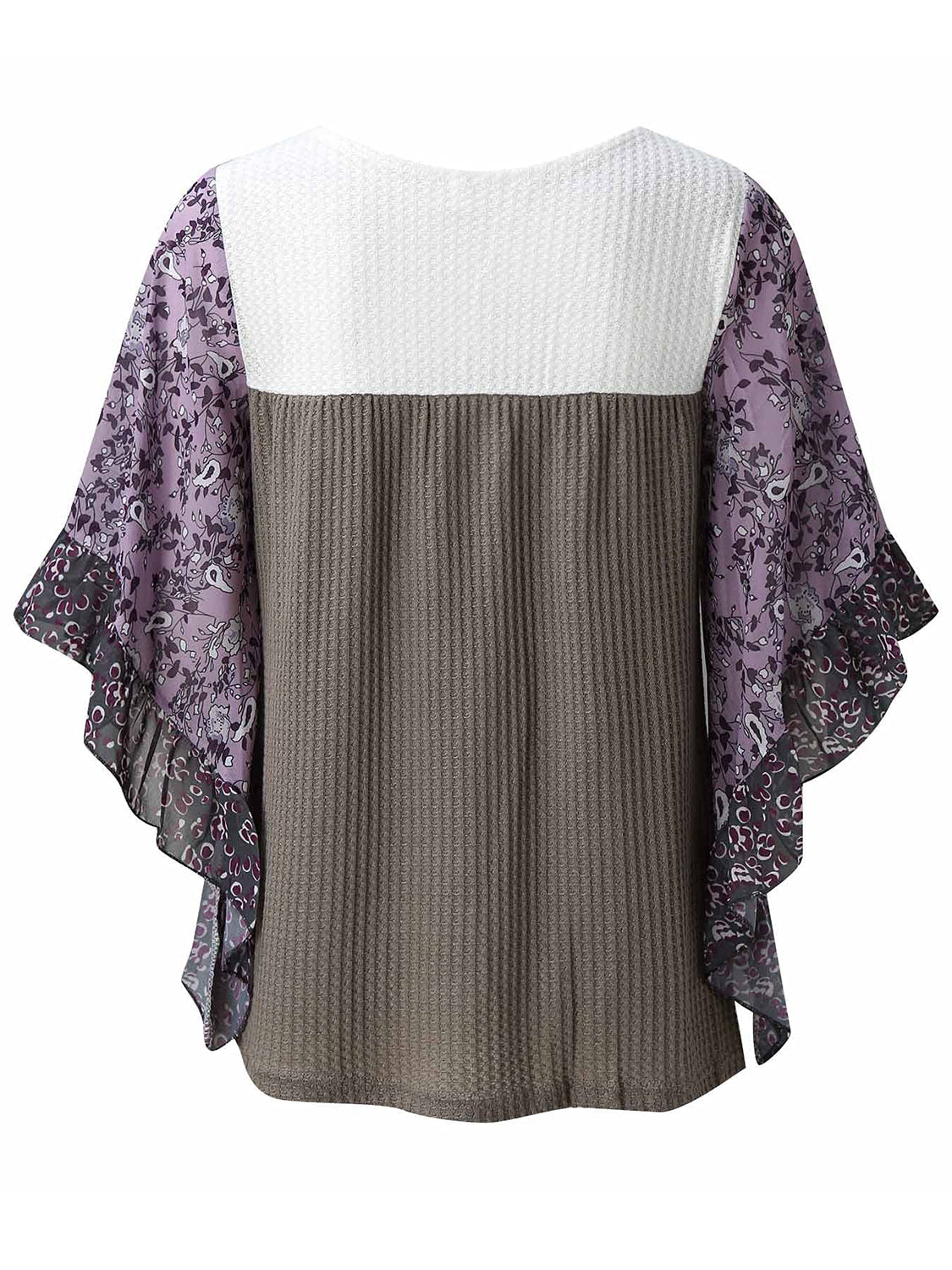 Full Size Printed Round Neck Three-Quarter Sleeve Blouse