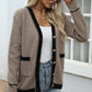 Contrast Trim Button Up Long Sleeve Cardigan