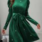 Glitter Round Neck Puff Sleeve Dress