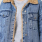 Button Up Collared Neck Plush Denim Jacket