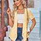 Eyelet Open Front Short Sleeve Cover Up