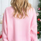 Letter Round Neck Long Sleeve Sweater