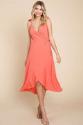 Culture Code Ruffle Detail Surplice Wrap Slip Dress *