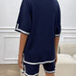 Devine Contrast Trim Round Neck Top and Shorts Set