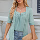 Full Size Eyelet Half Sleeve T-Shirt