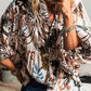 Printed Notched Flounce Sleeve Blouse