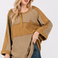 SAGE + FIG Star Applique Patch Exposed Seam Waffle Knit Top