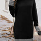 Devine Striped Mock Neck Long Sleeve Sweater Dress