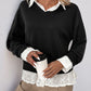 Perfee Faux Layered Contrast Long Sleeve Sweatshirt