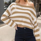 Striped Dropped Shoulder Long Sleeve Sweater