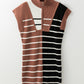 Striped Quarter Zip Cap Sleeve Sweater Dress