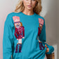 Double Take Full Size Nutcracker Sequin Long Sleeve Sweater