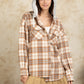 Drawstring Plaid Long Sleeve Hooded Jacket