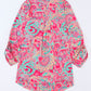 Plus Size Printed Notched Long Sleeve Blouse